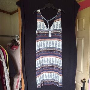 Maurices Floral Striped Dress - Blue and White